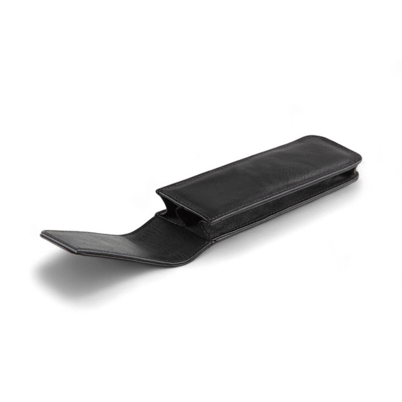 ELAN Leather 2-Pen Pouch – Slim Carry Case for Everyday Office Use – Black