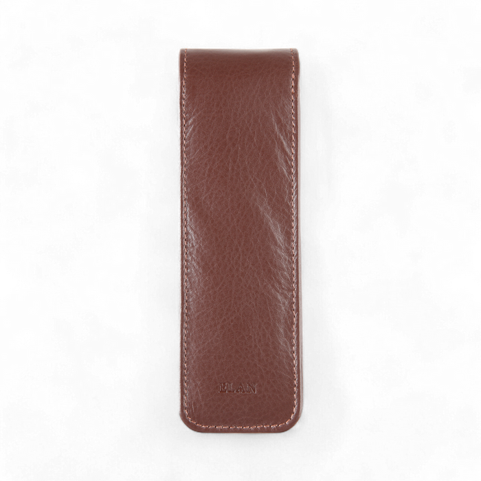 ELAN Leather 2-Pen Pouch – Slim Carry Case for Everyday Office Use – Brown