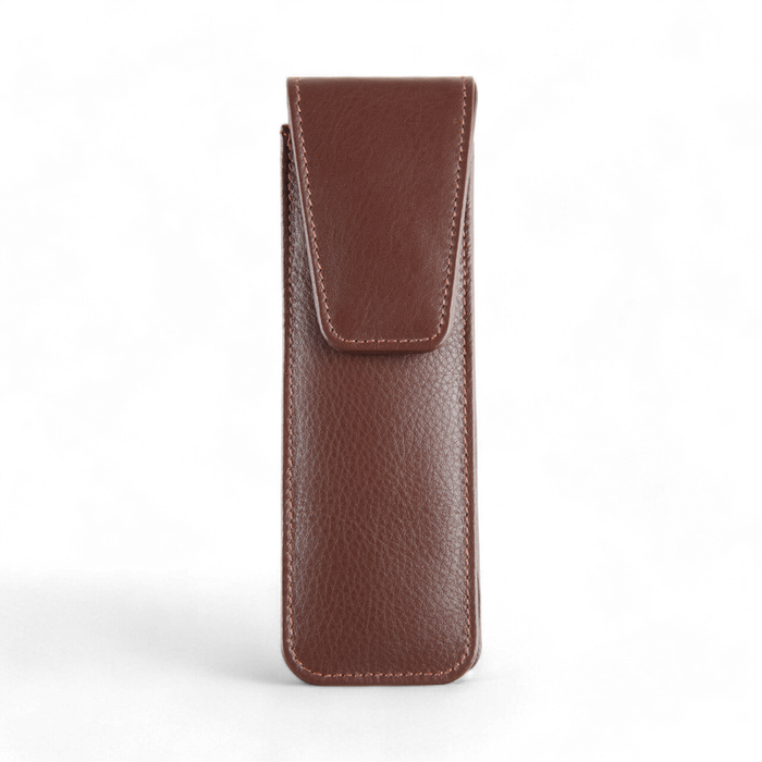 ELAN Leather 2-Pen Pouch – Slim Carry Case for Everyday Office Use – Brown