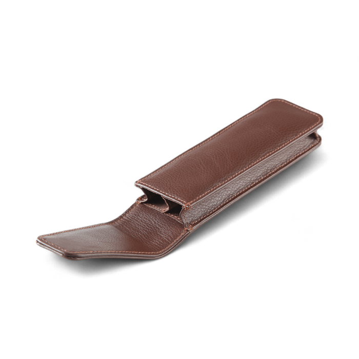 ELAN Leather 2-Pen Pouch – Slim Carry Case for Everyday Office Use – Brown