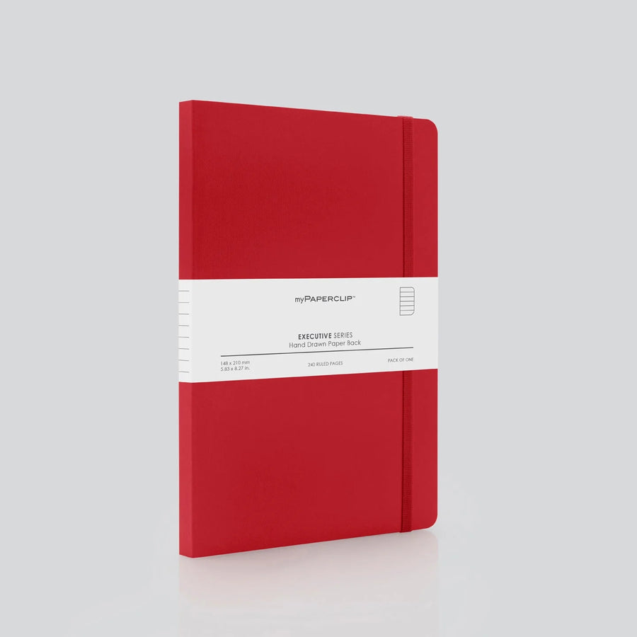 myPAPERCLIP Executive Series Notebook – A5 (Plain, Red, 240 Pages)