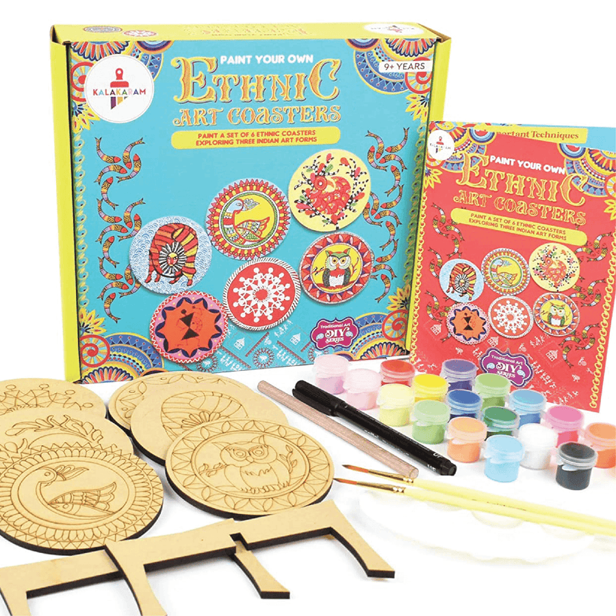 Kalakaram Paint Your Own Ethnic Art Coasters