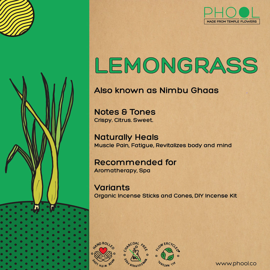 PHOOL - Natural Incense Cones - Lemongrass (40U)