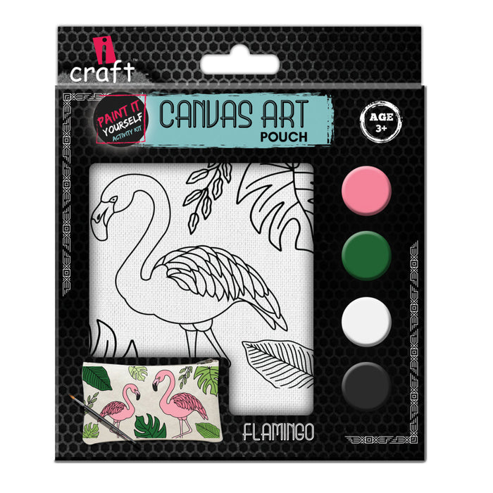 iCraft DIY Canvas Pouch Kit – Flamingo Design