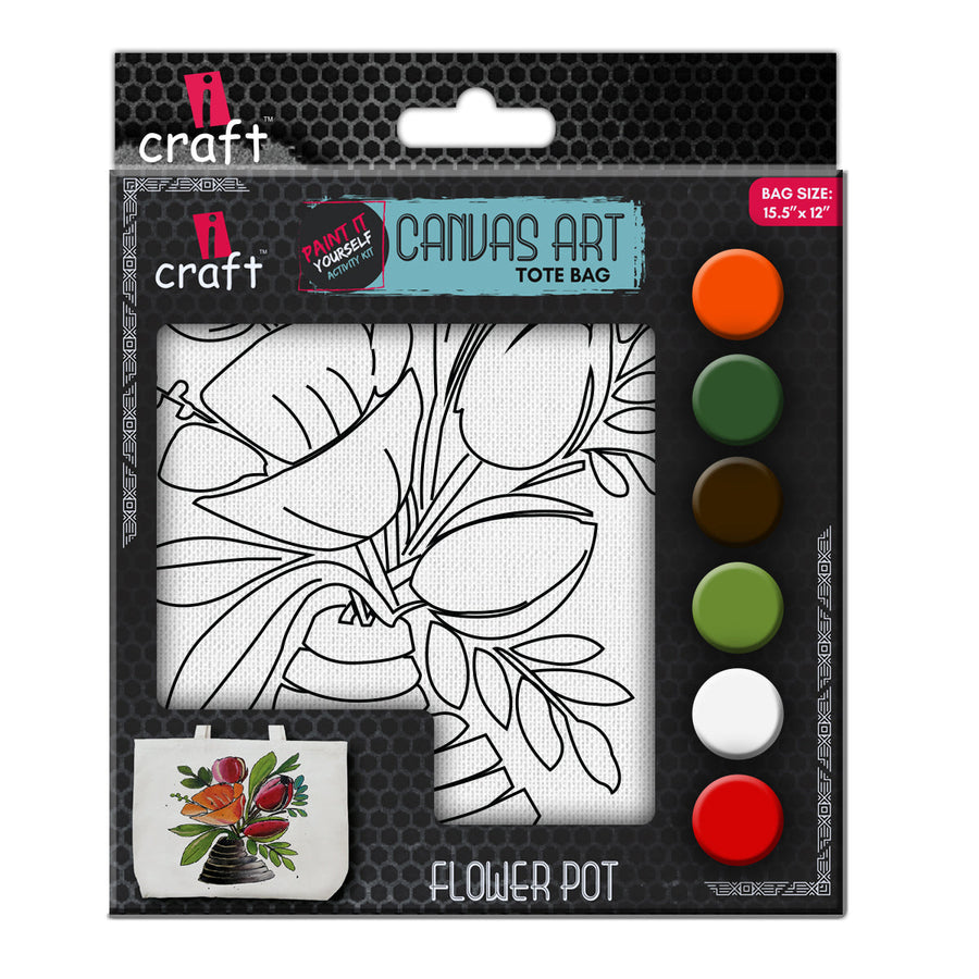iCraft DIY Canvas Tote Bag – Flower Pot Design