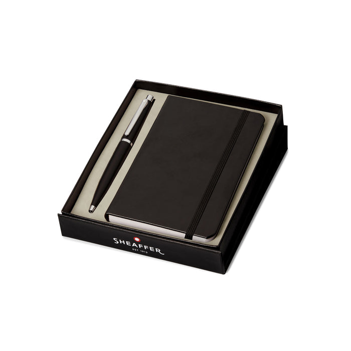 Sheaffer Gift Set – Matte Black VFM Ballpoint Pen with Chrome Trims & Small Notebook
