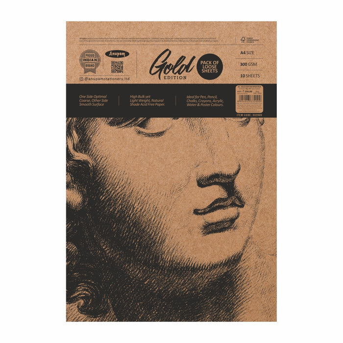 Anupam - Gold Edition Cartridge Paper pack of 10 Sheets A4/300GSM