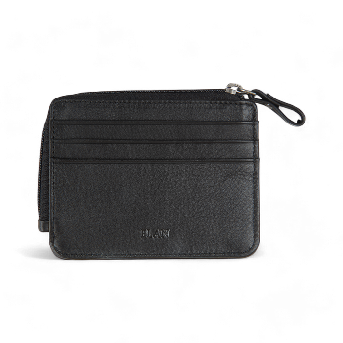 ELAN – Zippered Leather Card Holder - Black