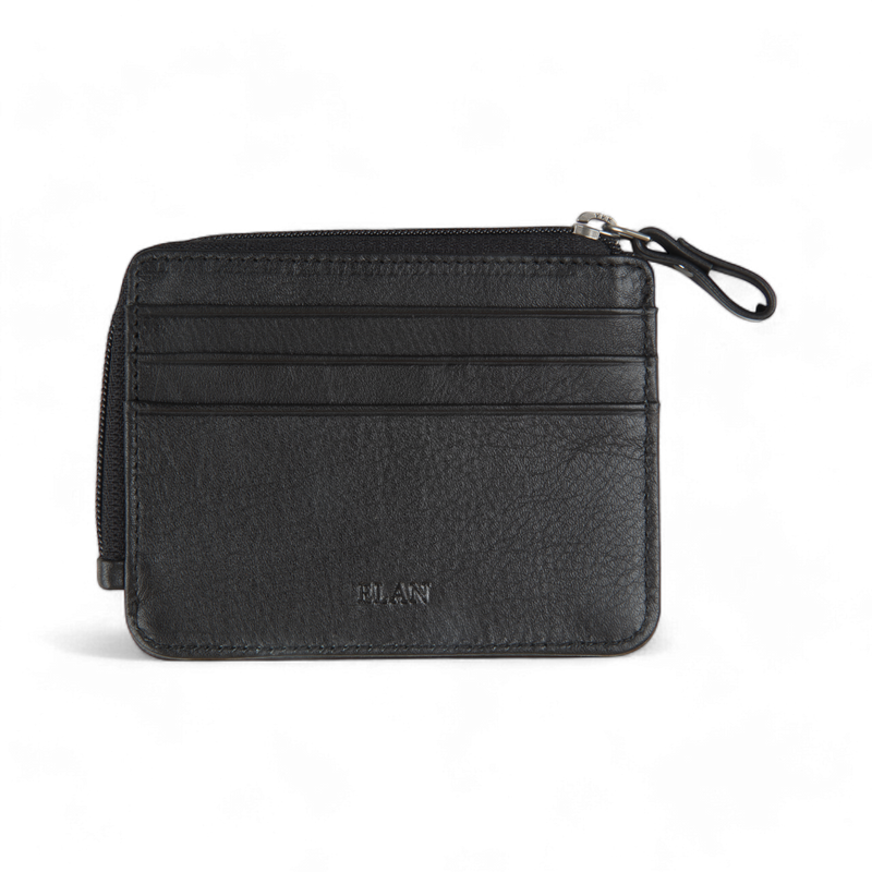 ELAN – Zippered Leather Card Holder - Black