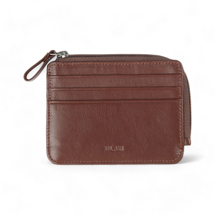 ELAN – Zippered Leather Card Holder - Brown