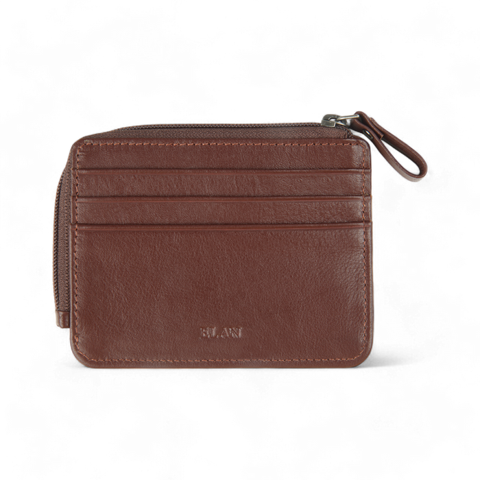 ELAN – Zippered Leather Card Holder - Brown