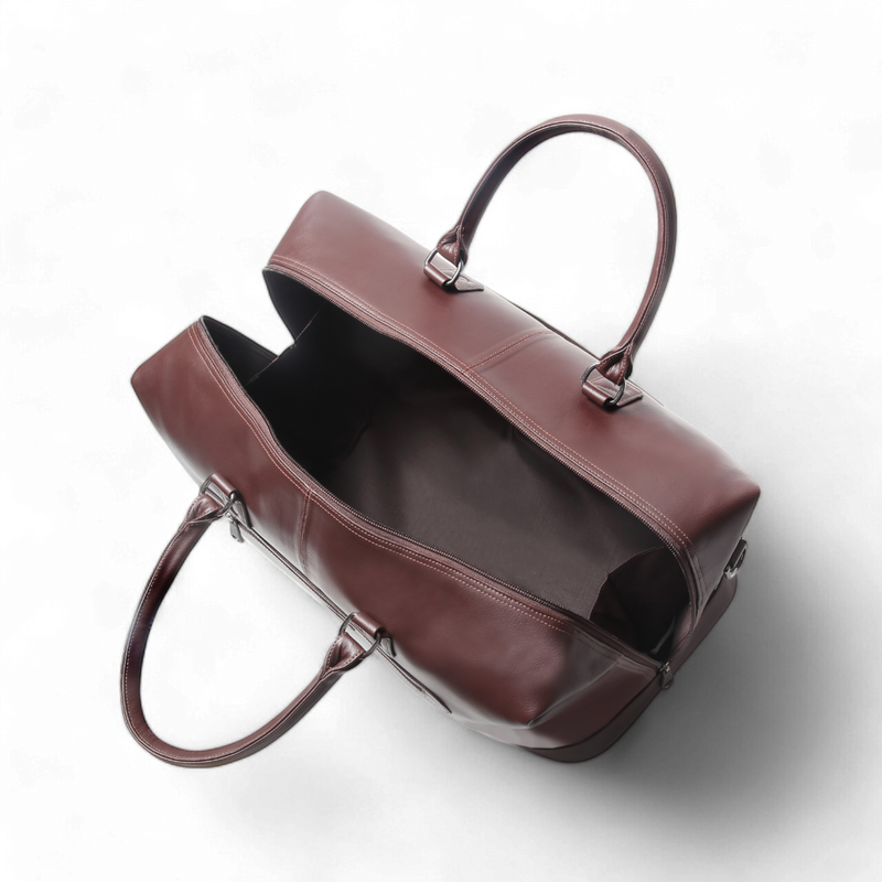 Elan – Vegan Leather Duffle Bag – Brown