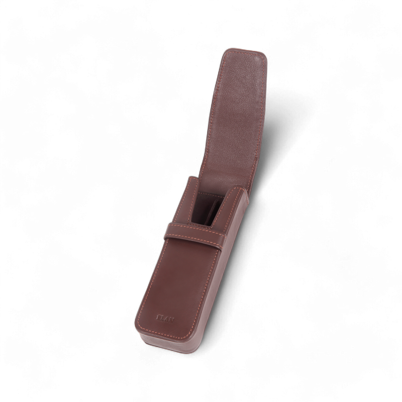ELAN Leather 2-Pen Gift Box – Compact Holder for Executive Pen Sets (Brown)