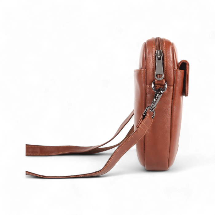 ELAN Foam Shoulder Bag with Zip Closure - Tan