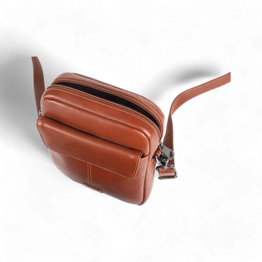 ELAN Foam Shoulder Bag with Zip Closure - Tan