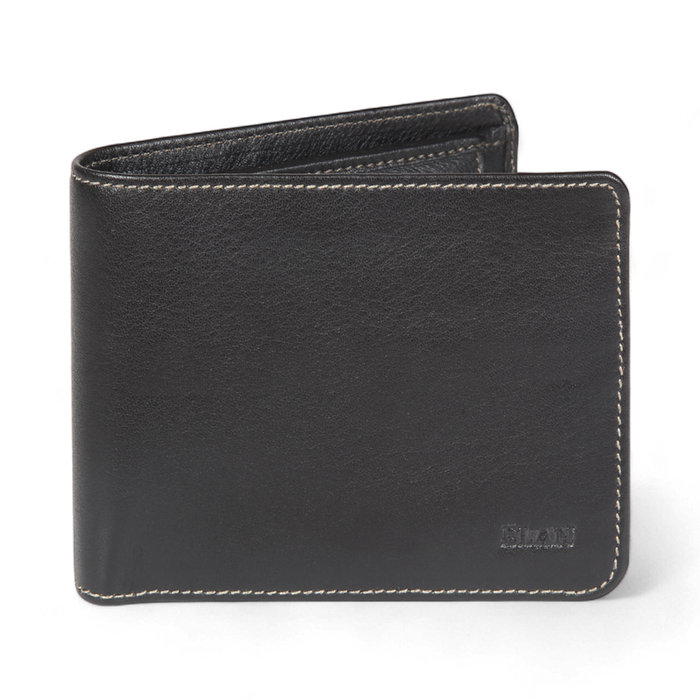 ELAN Slim Coin Pouch Wallet – Minimalist Leather Wallet with Coin Section – Black