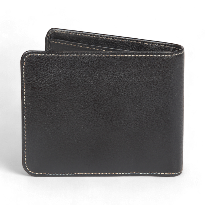 ELAN Slim Coin Pouch Wallet – Minimalist Leather Wallet with Coin Section – Black