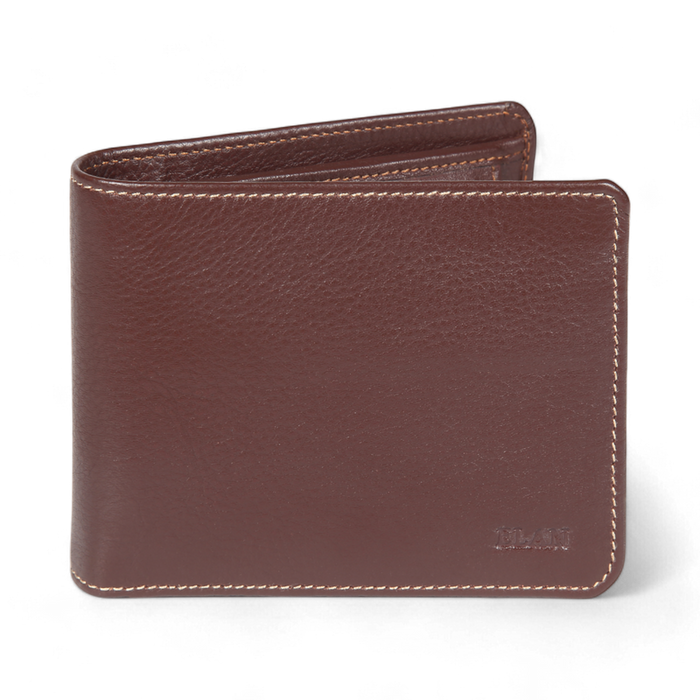 ELAN Slim Coin Pouch Wallet – Minimalist Leather Wallet with Coin Section – Brown