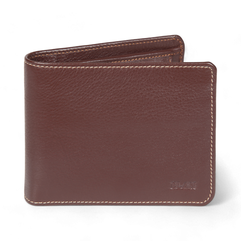 ELAN Slim Coin Pouch Wallet – Minimalist Leather Wallet with Coin Section – Brown