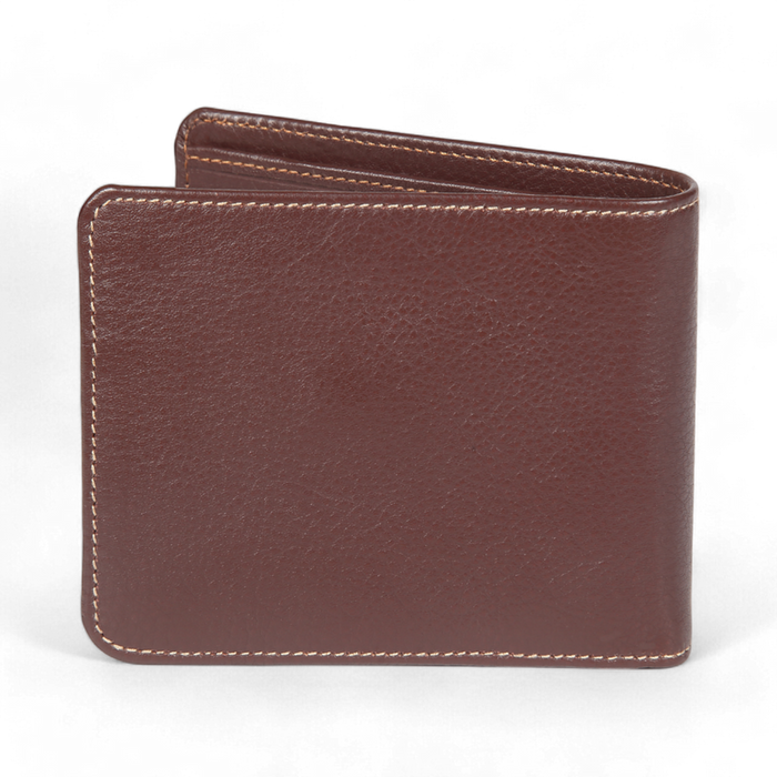 ELAN Slim Coin Pouch Wallet – Minimalist Leather Wallet with Coin Section – Brown