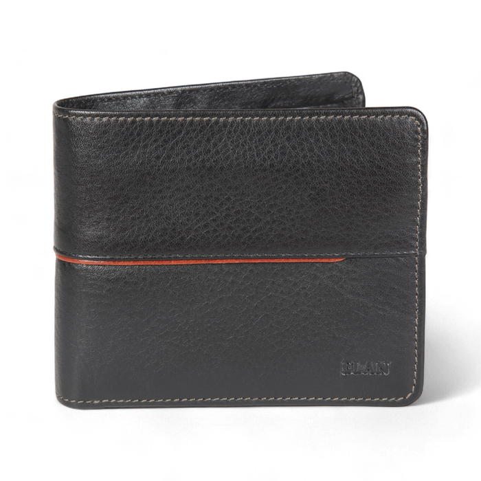 Elan – Classic Coin Pouch Flap Wallet - Black