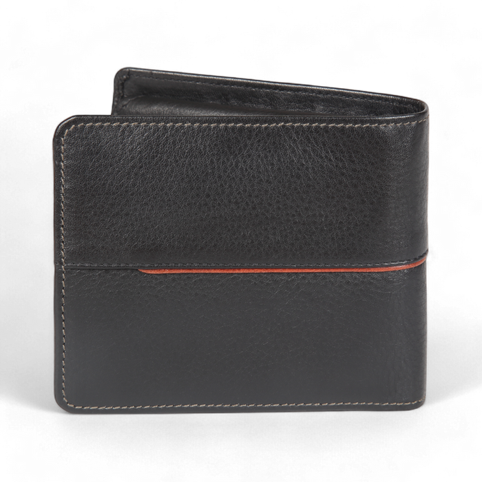 Elan – Classic Coin Pouch Flap Wallet - Black