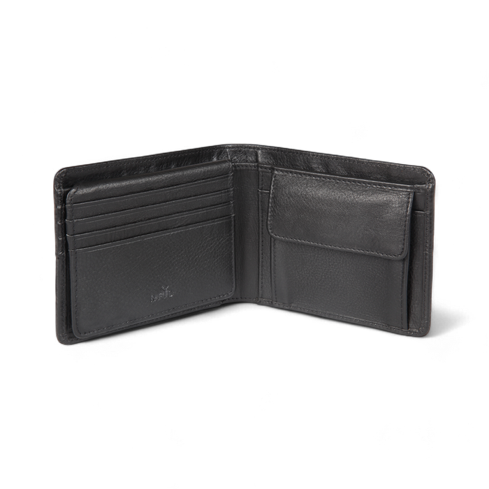Elan – Classic Coin Pouch Flap Wallet - Black