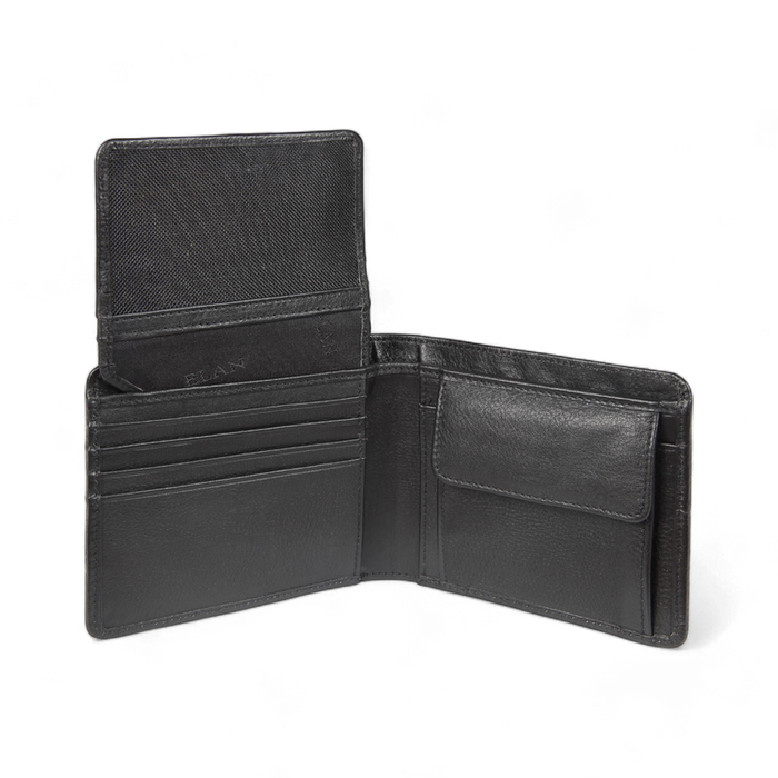 Elan – Classic Coin Pouch Flap Wallet - Black