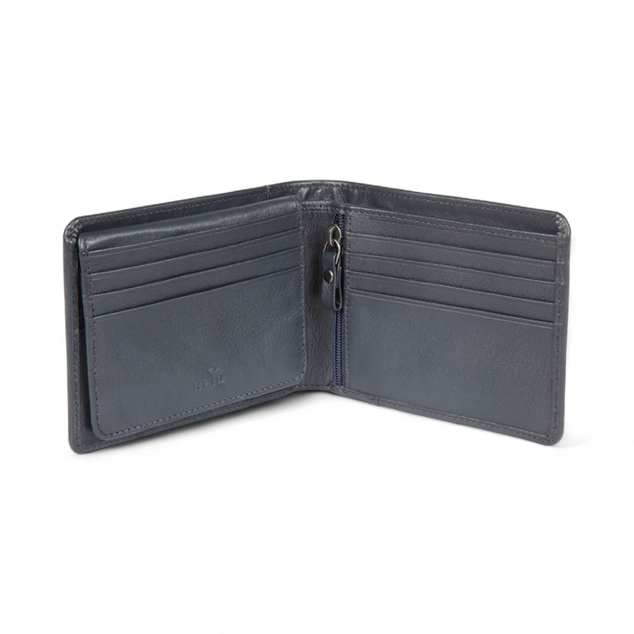 Elan – Classic Card Wallet with Zipper Coin Pouch - Blue