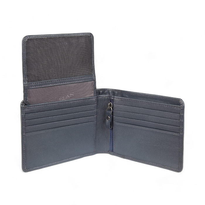 Elan – Classic Card Wallet with Zipper Coin Pouch - Blue
