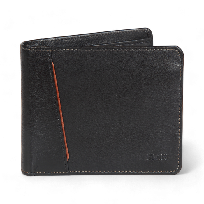 Elan – Classic Card Wallet with Zipper Coin Pouch - Black