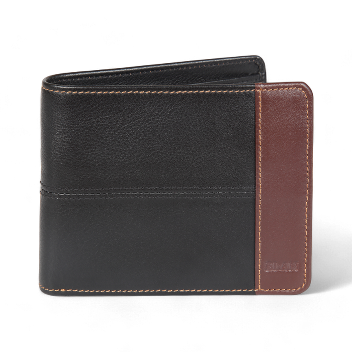 Elan – Classic Bifold Wallet with Zipper Coin Pocket - Black