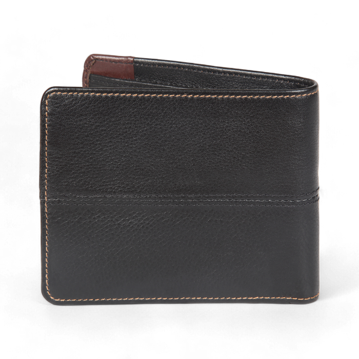 Elan – Classic Bifold Wallet with Zipper Coin Pocket - Black