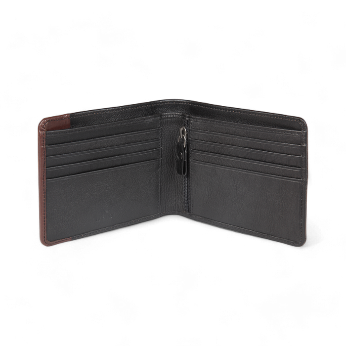 Elan – Classic Bifold Wallet with Zipper Coin Pocket - Black