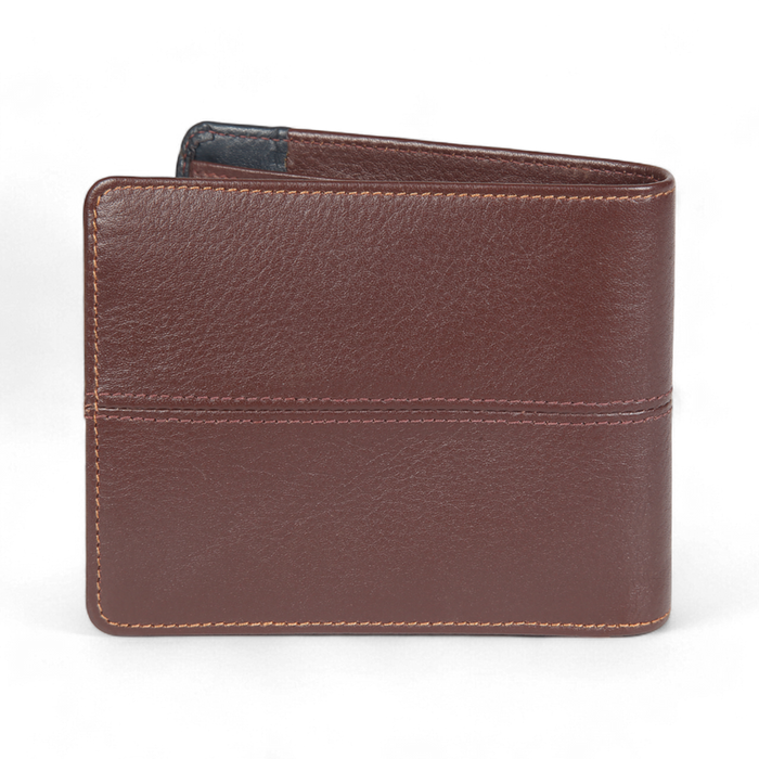 Elan – Classic Bifold Wallet with Zipper Coin Pocket - Brown