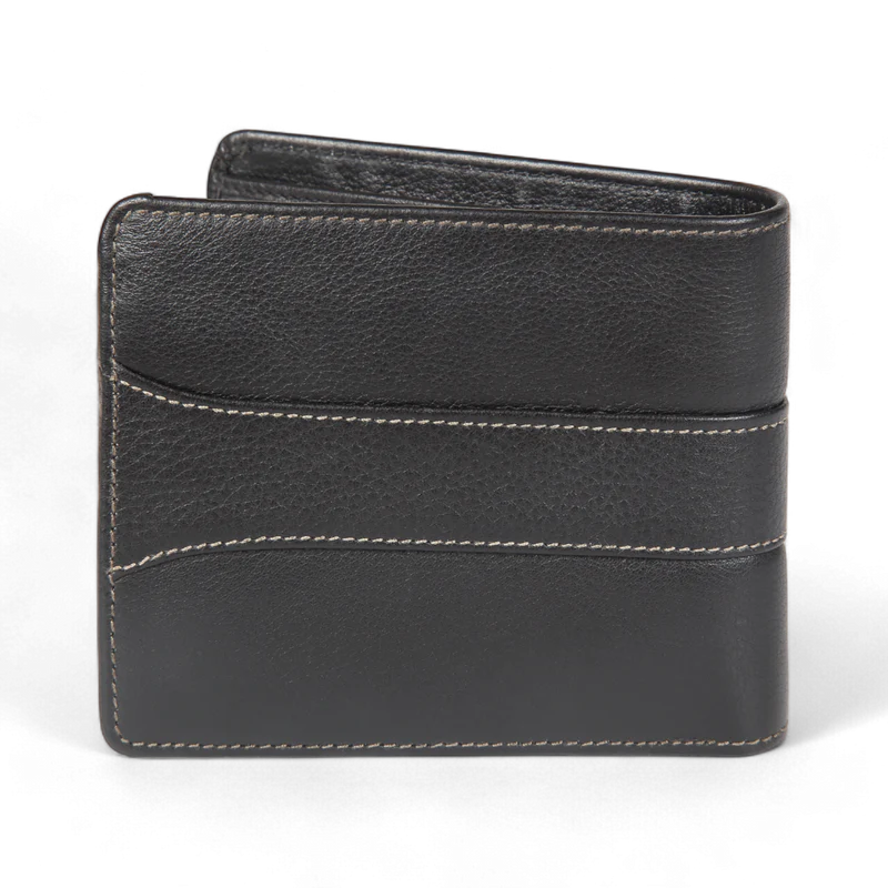 Elan Classic Bifold Coin Pouch Wallet – Timeless Organizer (Black)