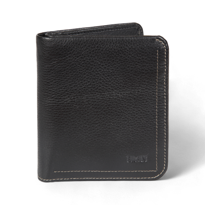 ELAN Vertical Zipper Coin Wallet – Classic Compact Organizer for Coins & Cards (Black)