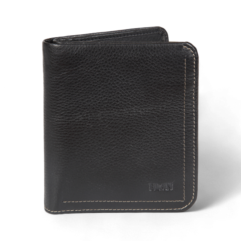 ELAN Vertical Zipper Coin Wallet – Classic Compact Organizer for Coins & Cards (Black)