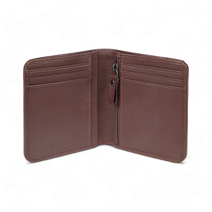ELAN Vertical Zipper Coin Wallet (Brown)
