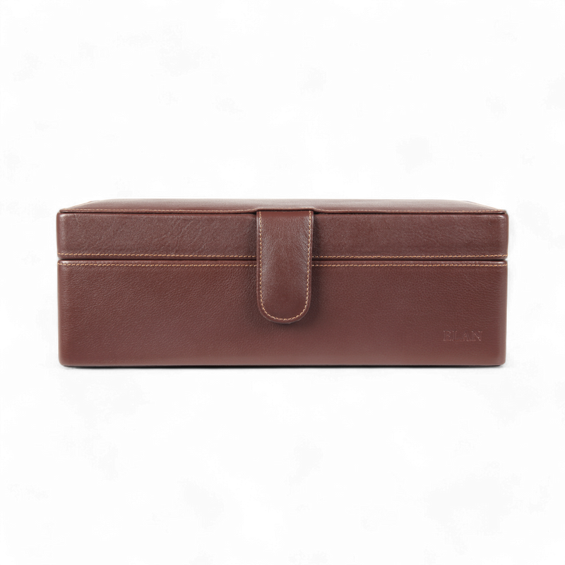 ELAN 4-Watch Leather Case – Elegant Travel Watch Organizer Box (Brown)