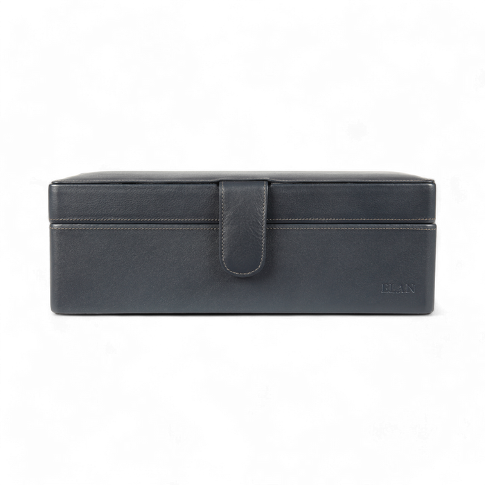 ELAN 4-Watch Leather Case – Elegant Travel Watch Organizer Box (Blue)