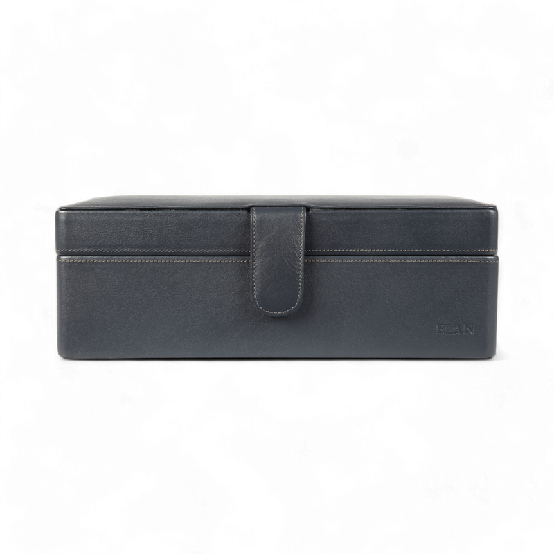 ELAN 4-Watch Leather Case – Elegant Travel Watch Organizer Box (Blue)