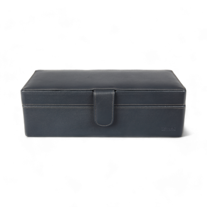 ELAN 4-Watch Leather Case – Elegant Travel Watch Organizer Box (Blue)