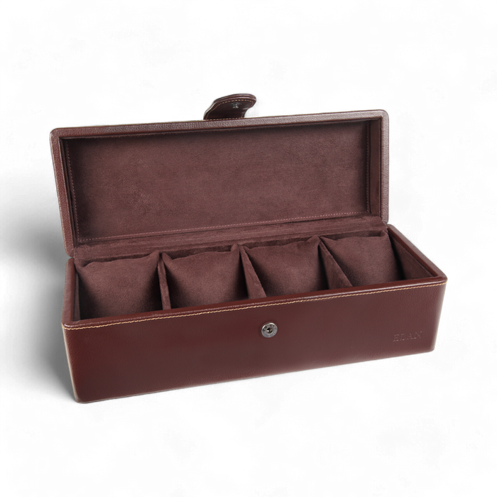 ELAN 4-Watch Case – Sustainable Vegan Watch Pouch for Travel (Brown)