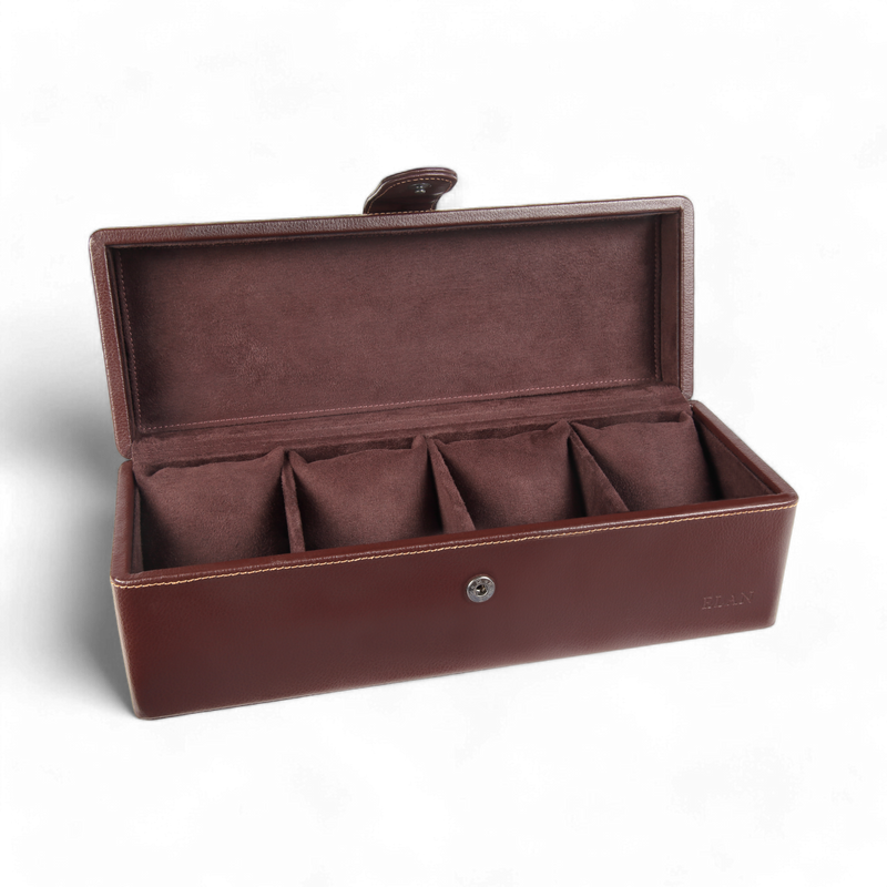 ELAN 4-Watch Case – Sustainable Vegan Watch Pouch for Travel (Brown)
