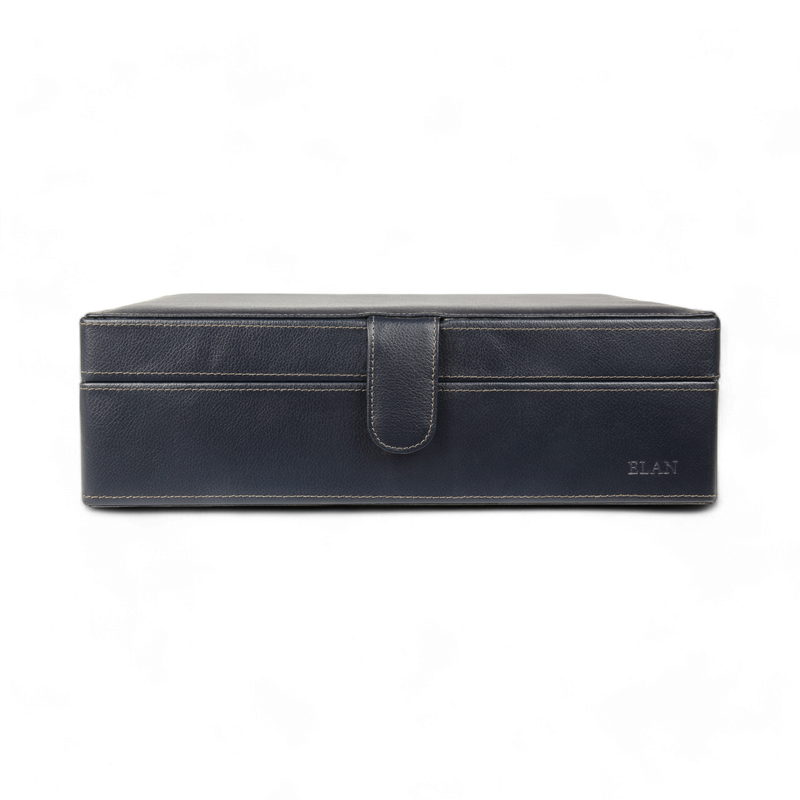 ELAN 10-Watch Case – Vegan Leather Travel Watch Organizer (Blue)
