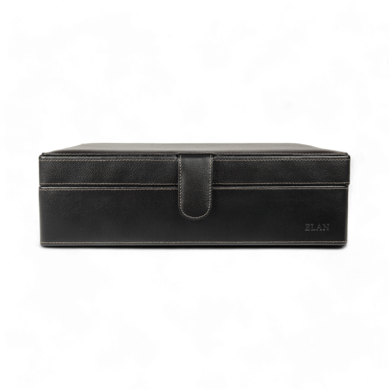 ELAN 10-Watch Case – Vegan Leather Travel Watch Organizer (Black)