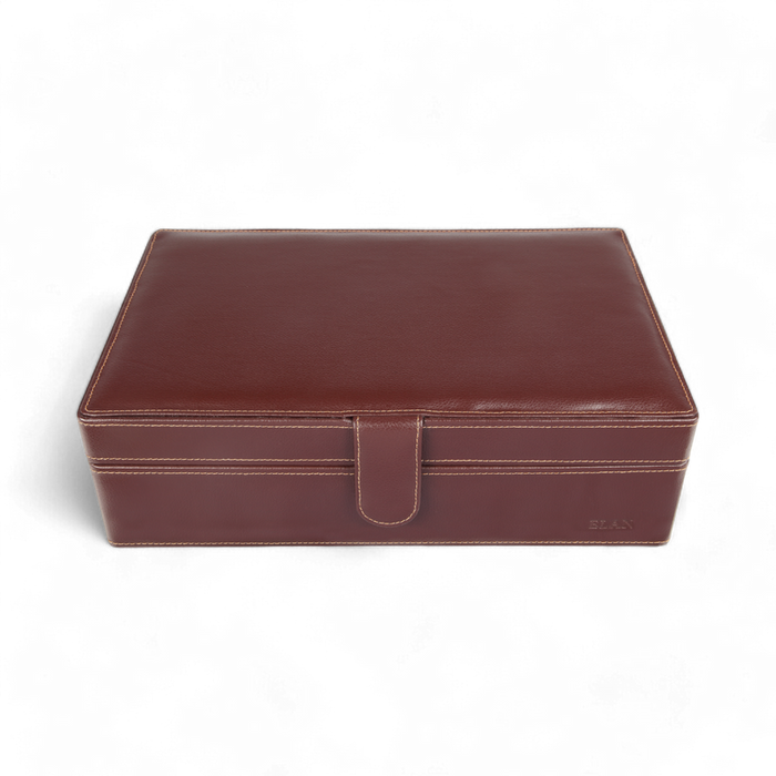 ELAN 10-Watch Case – Vegan Leather Travel Watch Organizer (Brown)