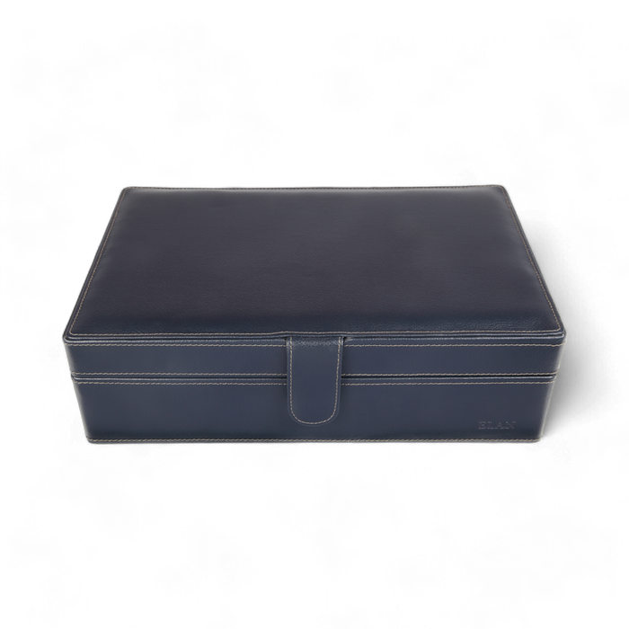 ELAN 10-Watch Case – Vegan Leather Travel Watch Organizer (Blue)