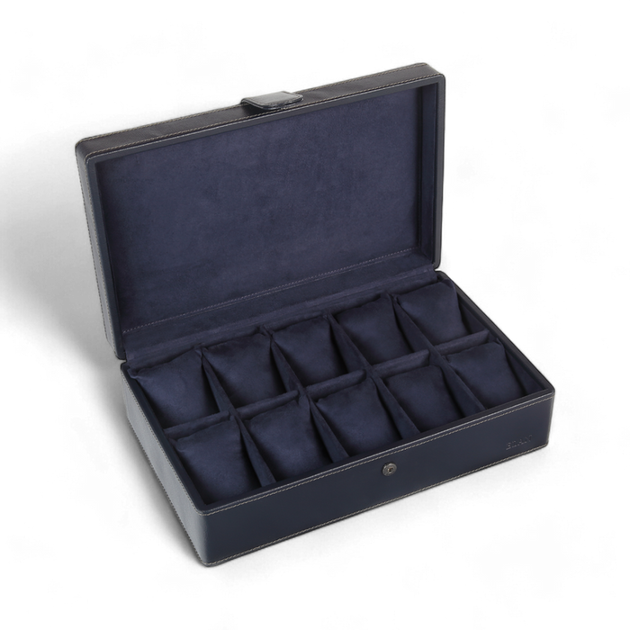 ELAN 10-Watch Case – Vegan Leather Travel Watch Organizer (Blue)